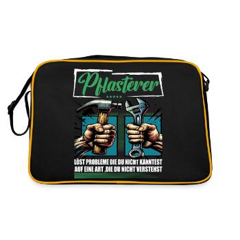 Pflasterer Beruf mit lustigen Spruch - Retro Tasche - Schwarz/Gold - Hinten