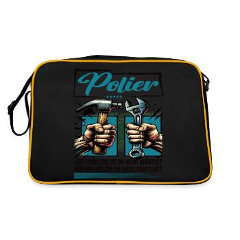 Polier Beruf mit lustigen Spruch - Retro Tasche - Schwarz/Gold - Hinten