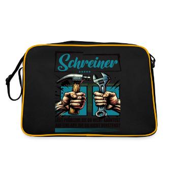 Schreiner Beruf mit lustigen Spruch - Retro Tasche - Schwarz/Gold - Hinten