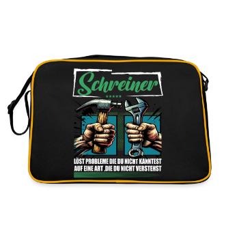 Schreiner Beruf mit lustigen Spruch - Retro Tasche - Schwarz/Gold - Hinten
