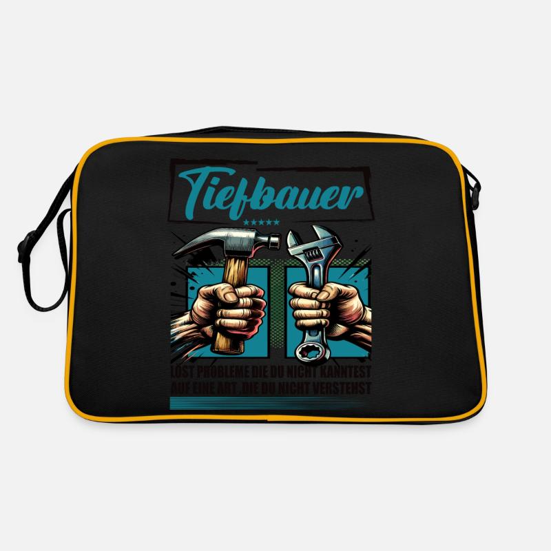 Tiefbauer Beruf mit lustigen Spruch Retro Tasche