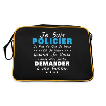 Policier En Couple Idée Cadeau Pour Mon Mari - Sac Retro - noir/or - Dos