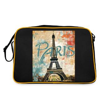 Paris mit Eiffelturm - Retro Tasche - Schwarz/Gold - Hinten