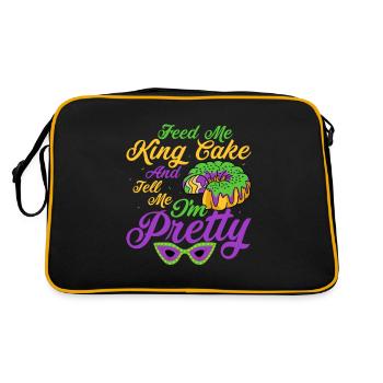 Feed Me King Cake And Tell Me I'm Pretty Mardi Gra - Retro Bag - black/gold - Back