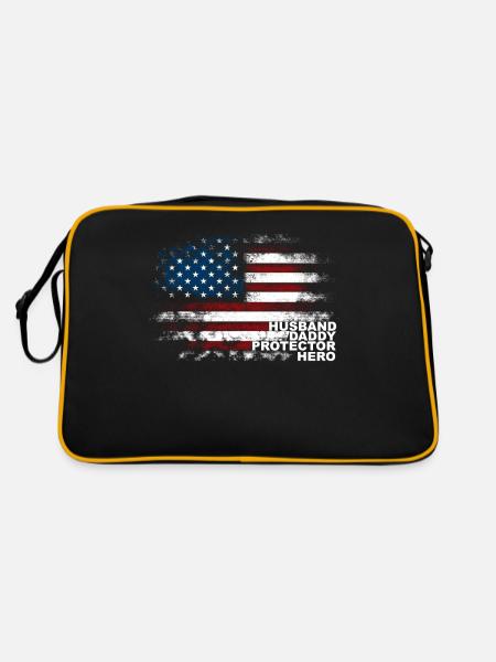 États-Unis Mari Papa Protecteur Héros - Sac Retro - noir/or - Dos