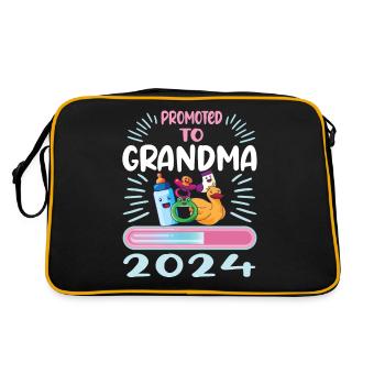Oma 2024 werdende Oma 2024 Loading - Retro Tasche - Schwarz/Gold - Hinten