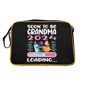 Oma 2024 werdende Oma 2024 Loading - Retro Tasche - Schwarz/Gold - Hinten