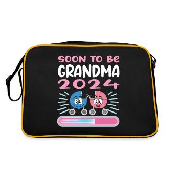 Oma 2024 werdende Oma 2024 Loading - Retro Tasche - Schwarz/Gold - Hinten
