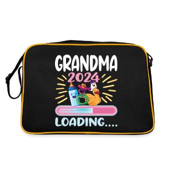 Oma 2024 werdende Oma 2024 Loading - Retro Tasche - Schwarz/Gold - Hinten