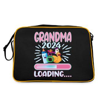 Oma 2024 werdende Oma 2024 Loading - Retro Tasche - Schwarz/Gold - Hinten