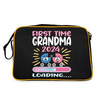 Oma 2024 werdende Oma 2024 Loading - Retro Tasche - Schwarz/Gold - Hinten