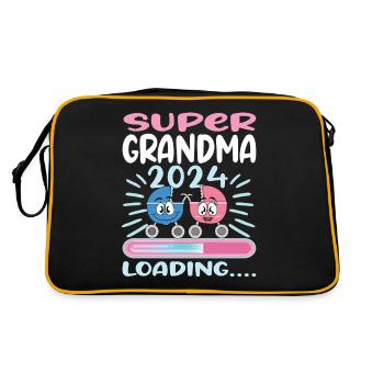 Oma 2024 werdende Oma 2024 Loading - Retro Tasche - Schwarz/Gold - Hinten