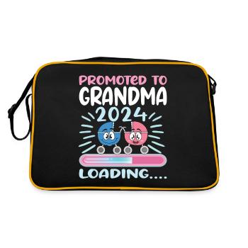 Oma 2024 werdende Oma 2024 Loading - Retro Tasche - Schwarz/Gold - Hinten