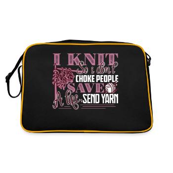 Knitting I Knit So I Don't Choke People - Retro Bag - black/gold - Back