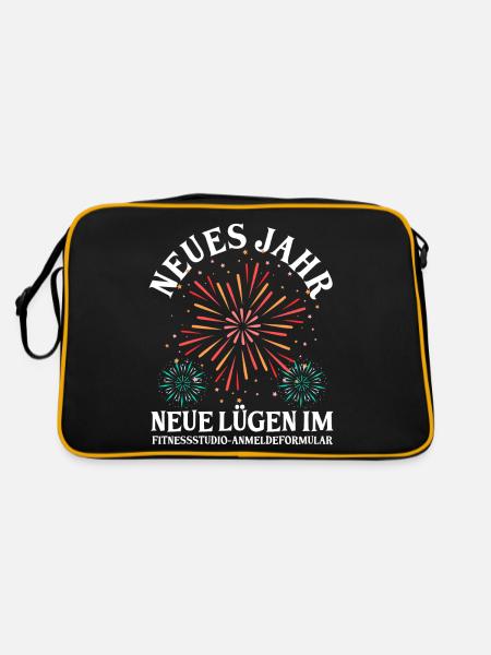 Neujahr Feuerwerk Silvester - Retro Tasche - Schwarz/Gold - Hinten