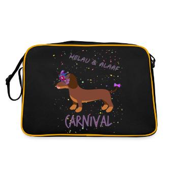 Lady, Dachshund, Carnival, Fasching, Helau, Alaaf - Retro Bag - black/gold - Back