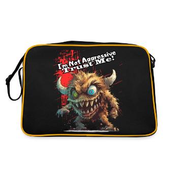 I m not aggressive trust me, Humor, Spaß, Fun, - Retro Bag - black/gold - Back