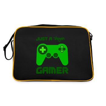 just a vegan gamer, veganuary Tierwohl Tierschutz - Retro Tasche - Schwarz/Gold - Hinten