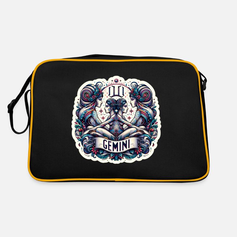 Signe du zodiaque Gémeaux - Sac Retro - noir/or
