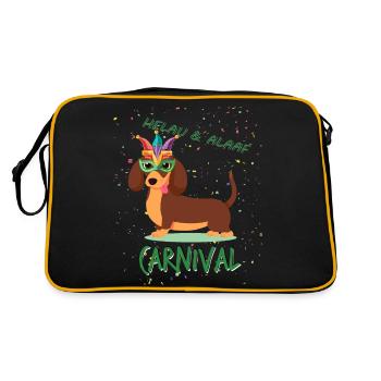 Dachshund, Carnival, Carnival, Helau, Alaaf - Retro Bag - black/gold - Back