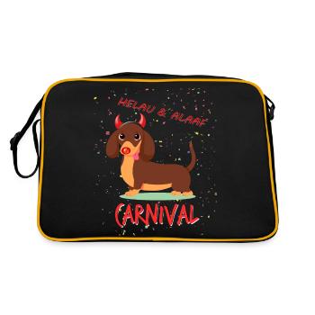 Dachshund, Carnival, Carnival, Helau, Alaaf, Devil - Retro Bag - black/gold - Back