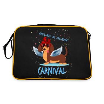 Dachshund, Carnival, Carnival, Helau, Alaaf, Angel - Retro Bag - black/gold - Back