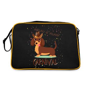 Dachshund, Carnival, Carnival, Helau, Alaaf, Cowboy - Retro Bag - black/gold - Back