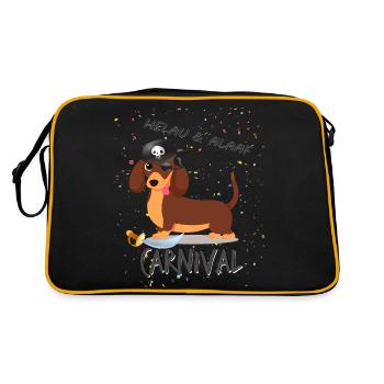 Dachshund, Carnival, Carnival, Helau, Alaaf, Pirate - Retro Bag - black/gold - Back
