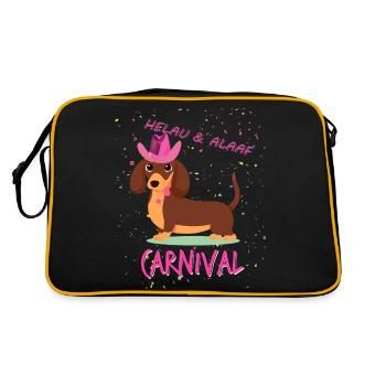 Dachshund, Carnival, Carnival, Helau, Alaaf, Western - Retro Bag - black/gold - Back