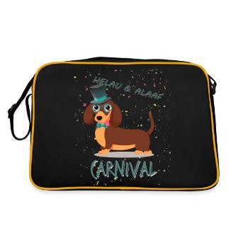 Gentleman, Dachshund, Carnival, Carnival, Helau Alaaf - Retro Bag - black/gold - Back