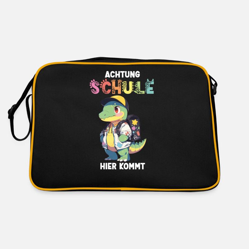 Dino Einschulung Personalisierbar Name Schule Retro Tasche
