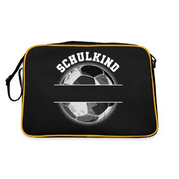 Fußball Personalisierbar Name Schulkind Schule - Retro Tasche - Schwarz/Gold - Hinten