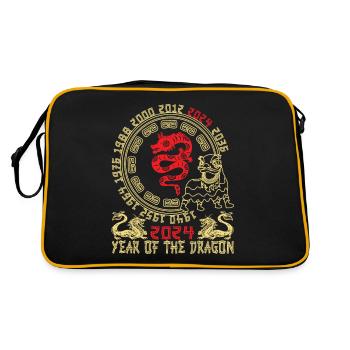 Chinese New Year Year Of The Dragon 2024 - Retro Tasche - Schwarz/Gold - Hinten