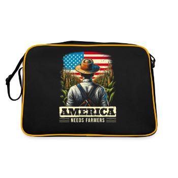 America Needs Farmers - Geschenk für USA Bauern - Retro Tasche - Schwarz/Gold - Hinten