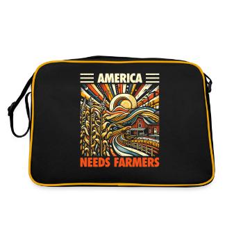 America Needs Farmers - Geschenk für USA Bauern - Retro Tasche - Schwarz/Gold - Hinten