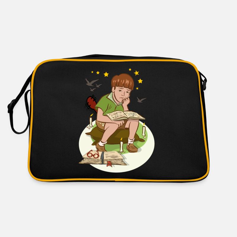 Junge mit Buch Retro Tasche