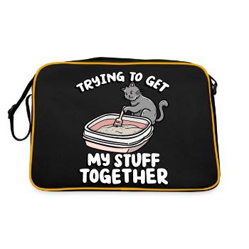 Trying To Get My Stuff Together Funny Kitten - Retro Bag - black/gold - Back