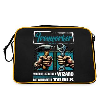 Ironworker Profession Saying Worker - Retro Bag - black/gold - Back