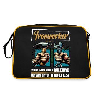 Ironworker Profession Saying Worker - Retro Bag - black/gold - Back