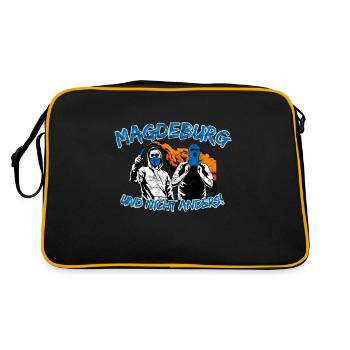 Magdeburg und nicht anders UPDATE - Retro Tasche - Schwarz/Gold - Hinten