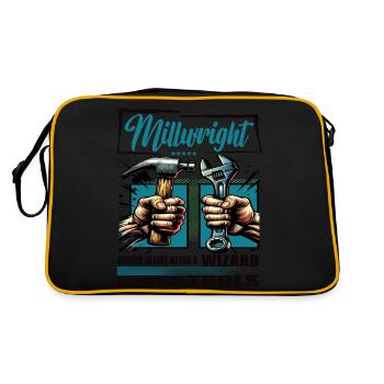 Millwright Beruf Spruch Arbeiter - Retro Tasche - Schwarz/Gold - Hinten