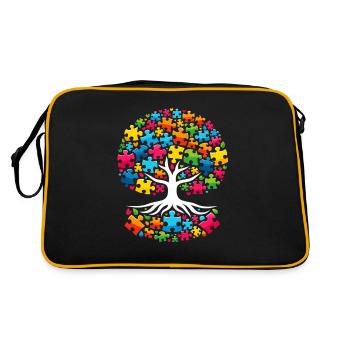 Pièce de puzzle de sensibilisation à l’autisme - Sac Retro - noir/or - Dos