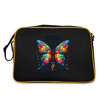 Pièce de puzzle de sensibilisation à l’autisme - Sac Retro - noir/or - Dos