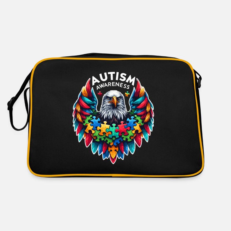 Autism Awareness puzzles piece - Retro Tasche - Schwarz/Gold