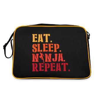 Eat Sleep Ninja Repeat Shadow Warrior Ninja - Retro Tasche - Schwarz/Gold - Hinten