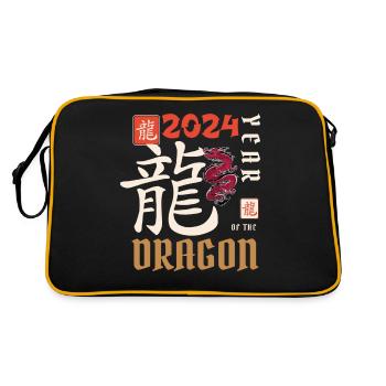Chinese New Year Year Of The Dragon 2024 - Retro Tasche - Schwarz/Gold - Hinten
