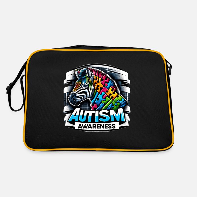 Pièce de puzzle de la sensibilisation à l’autisme - Sac Retro - noir/or