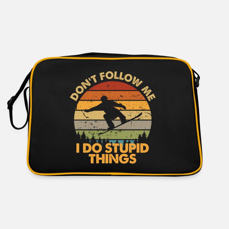 Don't Follow Me I Do Stupid Things Snowboarding Retro Tasche