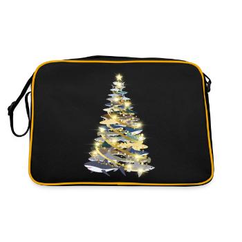 Shark Diver Christmas X-Mas Shark Christmas Tree - Retro Tasche - Schwarz/Gold - Hinten