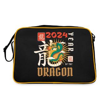 Chinese New Year Year Of The Dragon 2024 - Retro Tasche - Schwarz/Gold - Hinten